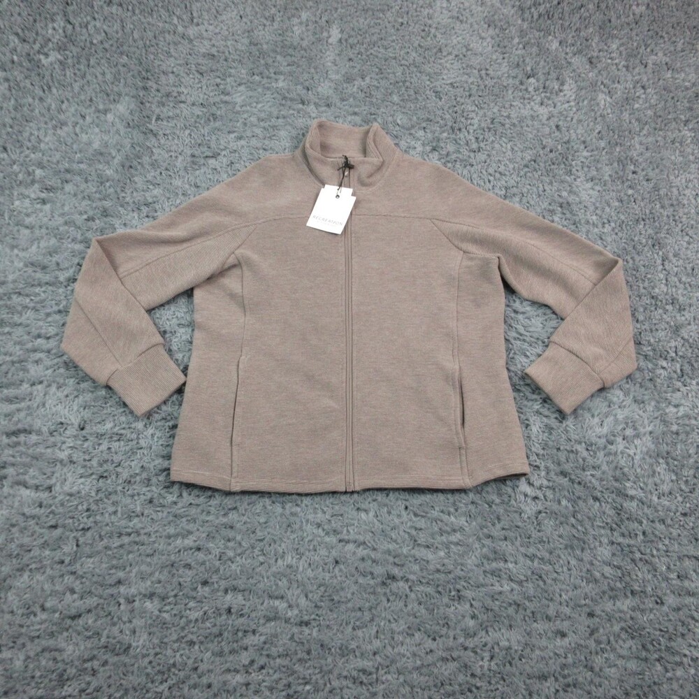 Recreation By Thread & Supply Sweater Womens Large Beige Full Zip Mock Neck NWT